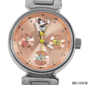 ディズニー（Disney）／腕時計（リスト・ウオッチ）／クオーツ式マルチファンクション腕時計（リスト・ウオッチ/リストウオッチ）／MC/920B/PK／チェンジ・ベルト付マルチファクション腕時計（ミニー・モデル）／ステンレス＋ブラス／シルバー＋シャイニング・オレンジ×マルチ・カラー／フェイスの拡大