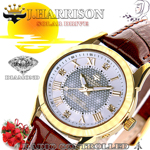 ジョン・ハリソン/J.HARRISON/腕時計（リスト・ウオッチ/リストウオッチ）/レディース/4石天然ダイヤモンド付・ソーラー電波時計(婦人用)/JH-096LGB