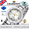 ジョン・ハリソン/J.HARRISON/腕時計（リスト・ウオッチ/リストウオッチ）/セラミック4石天然サファイア付18K金張りリューズ/クオーツ式メンズ腕時計/JH-CCM001WH