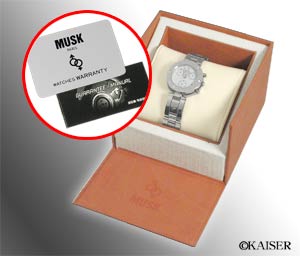 MUSK（ムスク）／腕時計（リスト・ウオッチ）／クロノグラフ腕時計（リスト・ウオッチ）／ブルガリ・ビー・ゼロ・ワン・モデル（B-ZERO1）／オールステンレス／シルバー＋ホワイト×シルバー／セット