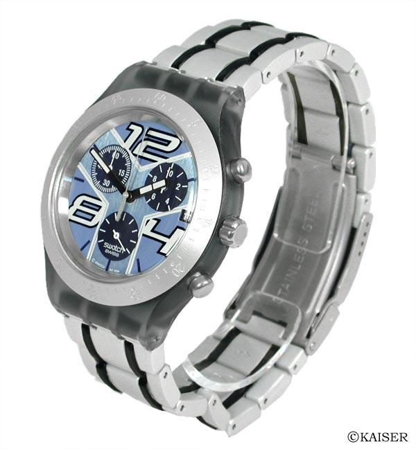 スウォッチ（SWATCH）／腕時計（リスト・ウオッチ/リストウオッチ）／クォーツ式腕時計／アイロニー・ディアファン・クロノ／SVCN4003AG／スノー・ストーム ／強化プラスティック＋アルミニウム／シルバー＋ブルー＋ブラック
