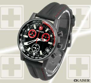 ウェンガー（ウエンガー/WENGER）／腕時計（リスト・ウオッチ/リストウオッチ）／クロノグラフ腕時計／WG70731／コマンドSRC／マット・ブラック＋ブラック×レッド×ホワイト×クリーム